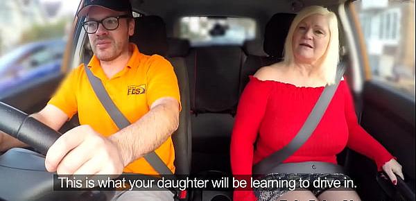  Huge tits granny bangs driving instructor